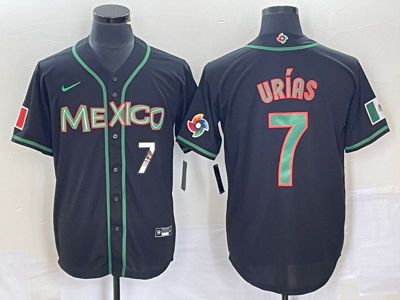 Men 2023 World Cub Mexico #7 Urias Black green Nike MLB Jersey1